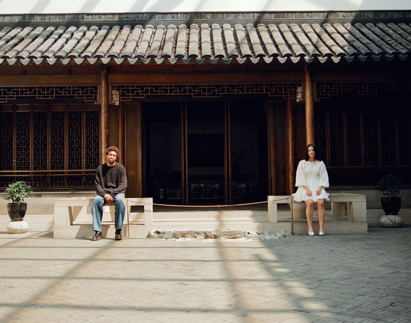 Sammy and Gabriel in the courtyard